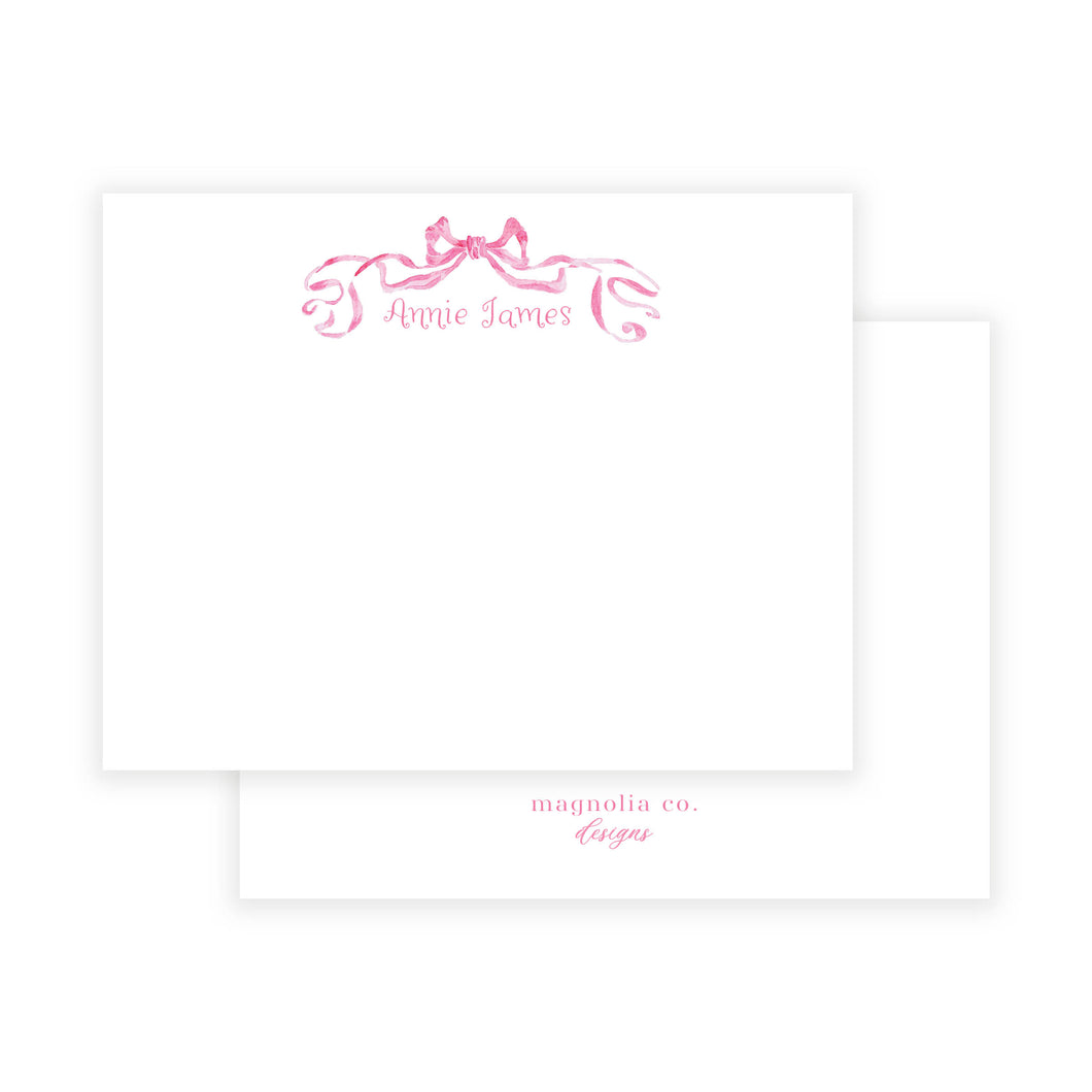 WATERCOLOR PINK BOW NOTECARD