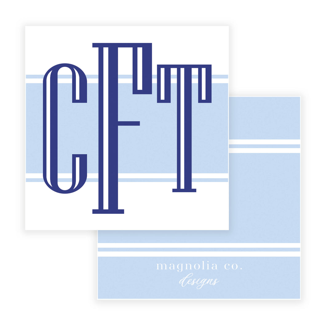 BLUE STRIPE MONOGRAM CALLING CARD